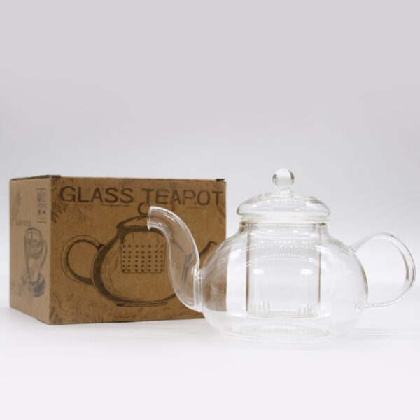 Large Round Pearl Glass Infuser Teapot