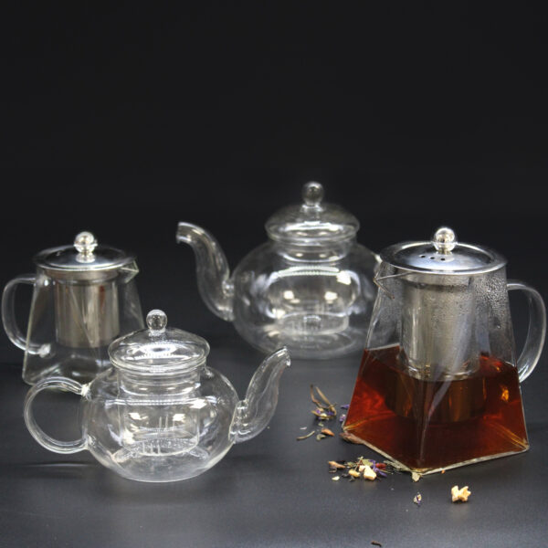 Large Round Pearl Glass Infuser Teapot - Image 6