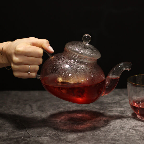 Large Round Pearl Glass Infuser Teapot - Image 4