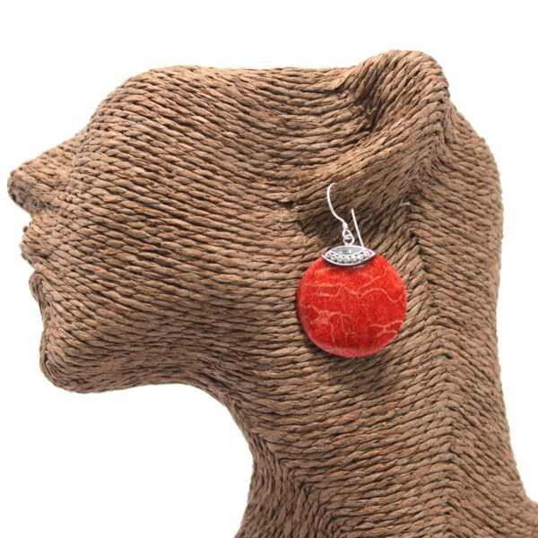 Coral Classic Disc Silver Earrings