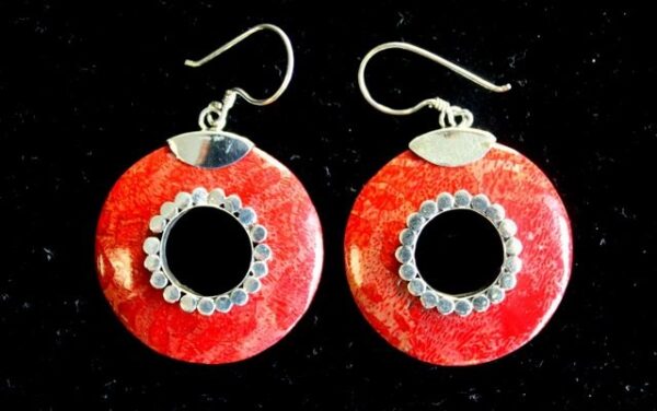 Coral Donuts Silver Earrings - Image 2