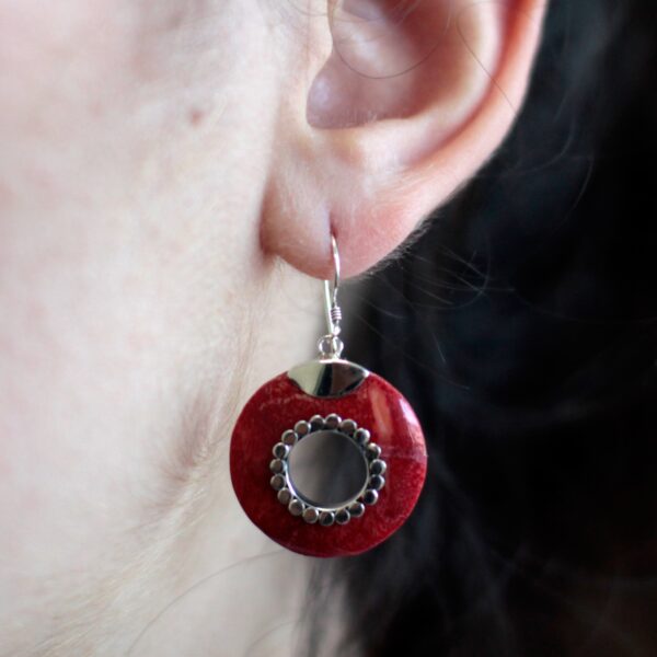 Coral Donuts Silver Earrings - Image 4