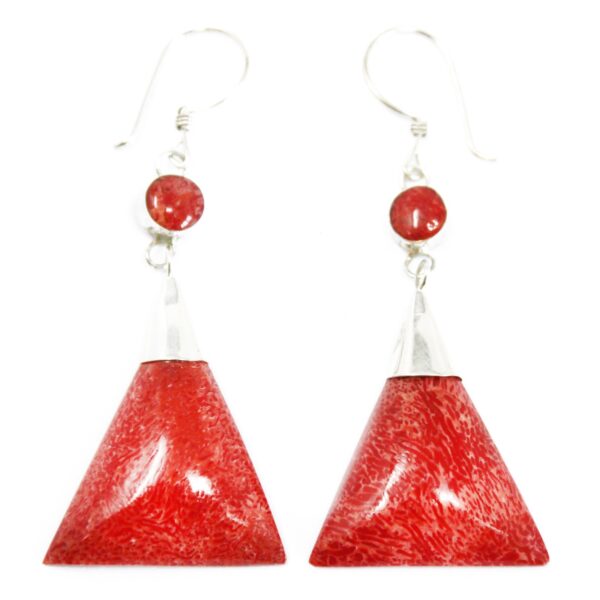 Coral Triangle Double Drop Silver Earrings - Image 3