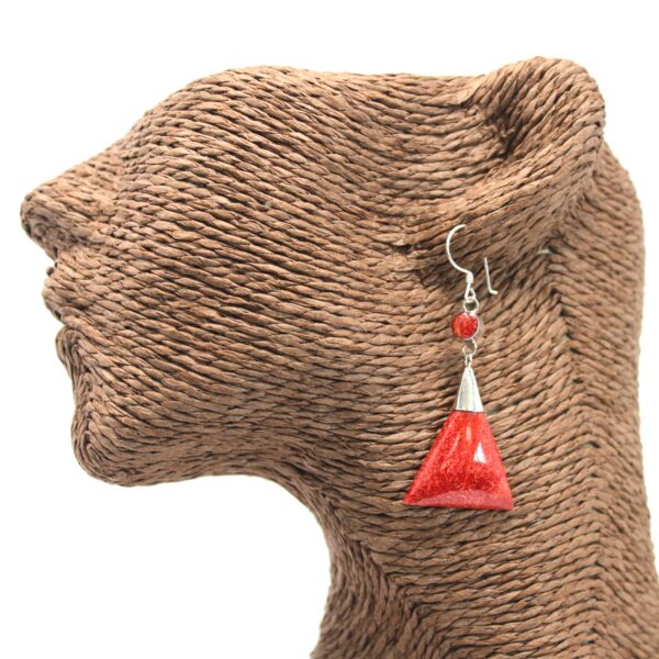 Coral Triangle Double Drop Silver Earrings