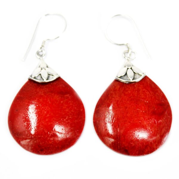 Coral Ball Drops Silver Earrings - Image 3