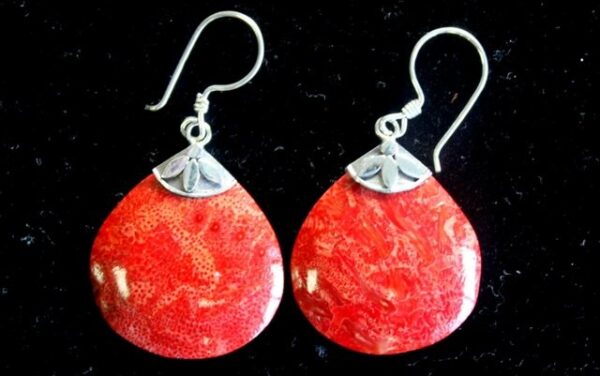 Coral Ball Drops Silver Earrings - Image 2