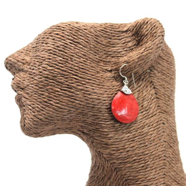 Coral Ball Drops Silver Earrings