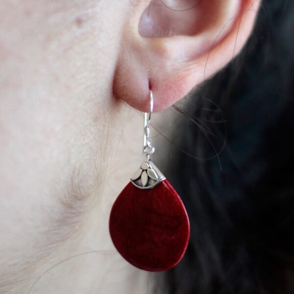 Coral Ball Drops Silver Earrings - Image 4