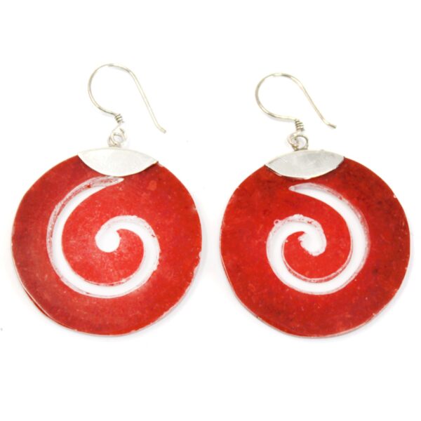 Coral Scroll Design Silver Earrings - Image 2