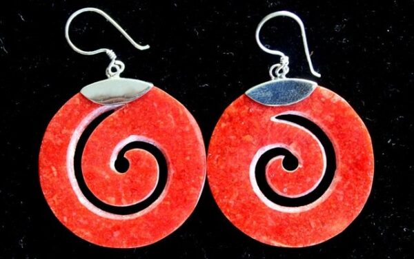 Coral Scroll Design Silver Earrings - Image 3