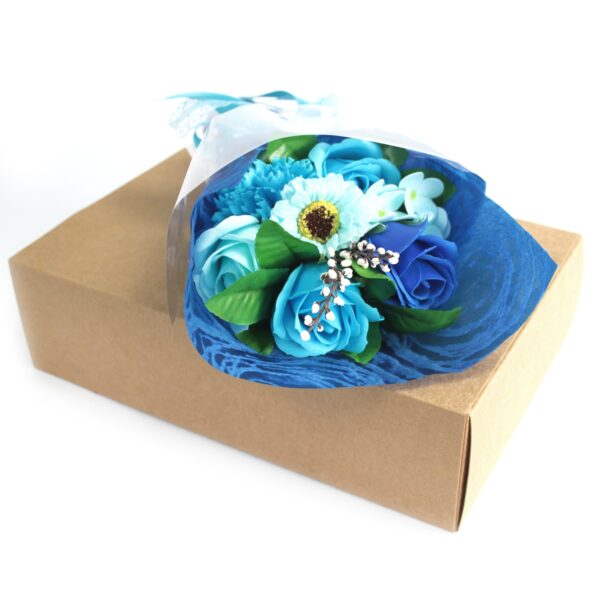 Blue Boxed Soap Flower Bouquet - Image 2