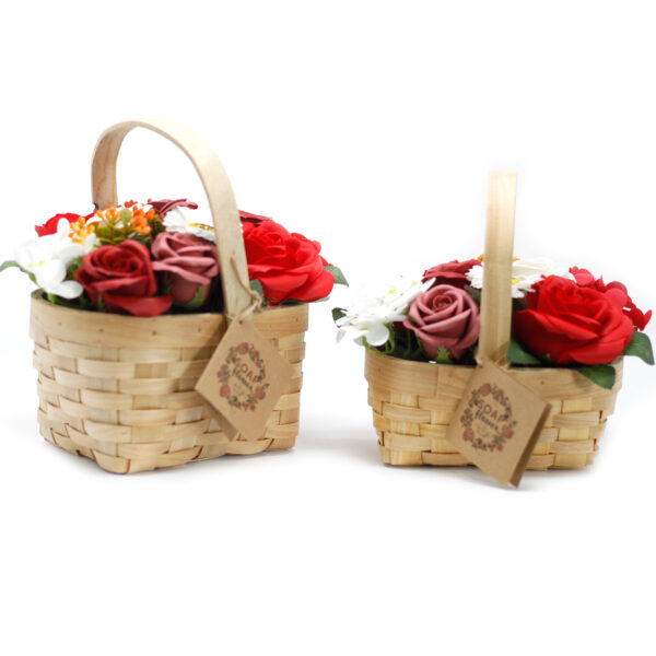 Large Red Bouquet in Wicker Basket - Image 2