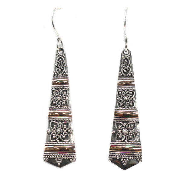 Tribal Drops Silver & Gold Earrings - Image 7