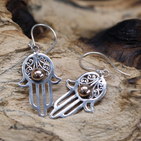 Hamsa Silver & Gold Earring