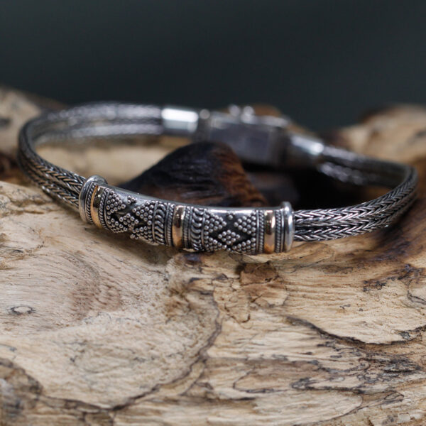 Unisex Single Chain Silver & Gold Bracelet - Image 2