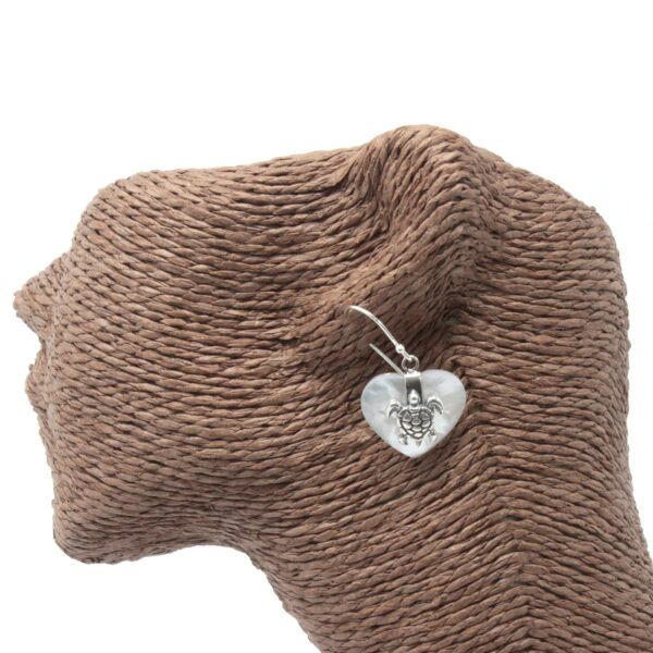 Sea Turtle Shell & Silver Earrings - Image 2