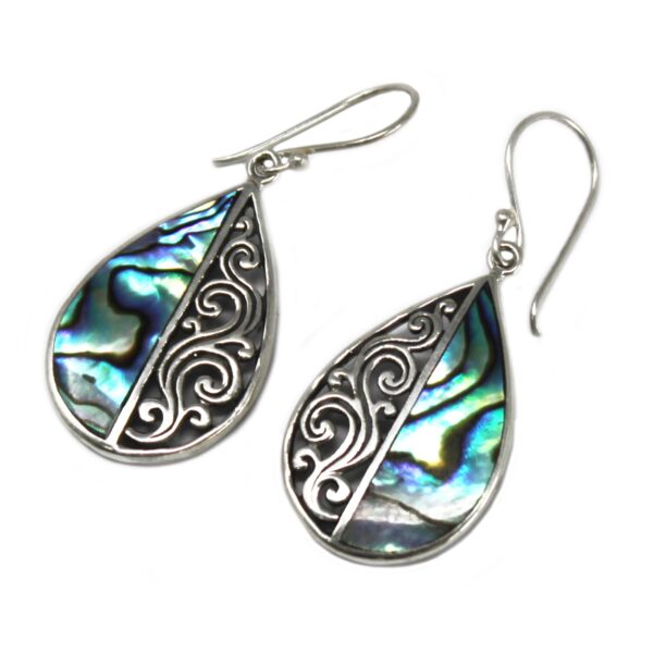 Teardrop Abalone Shell & Silver Earrings