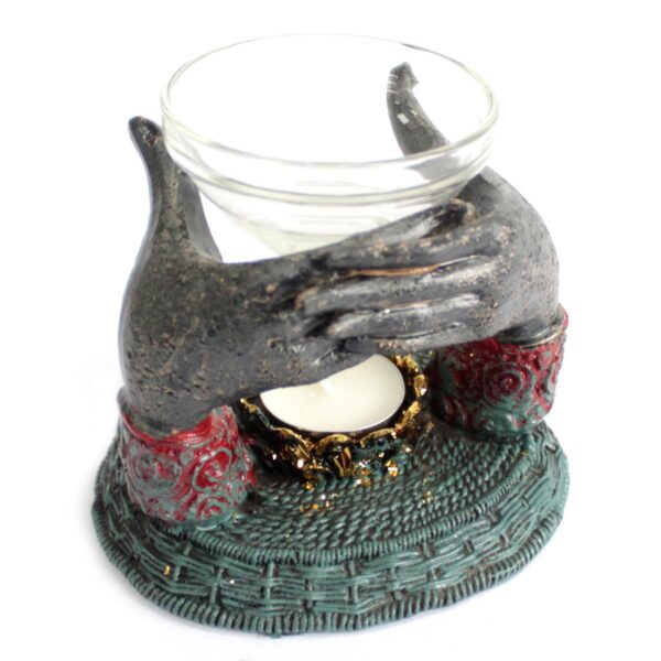 Antique Buddha Offering Hands Oil Burner - Image 3