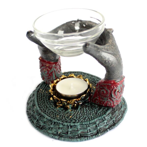 Antique Buddha Offering Hands Oil Burner - Image 4