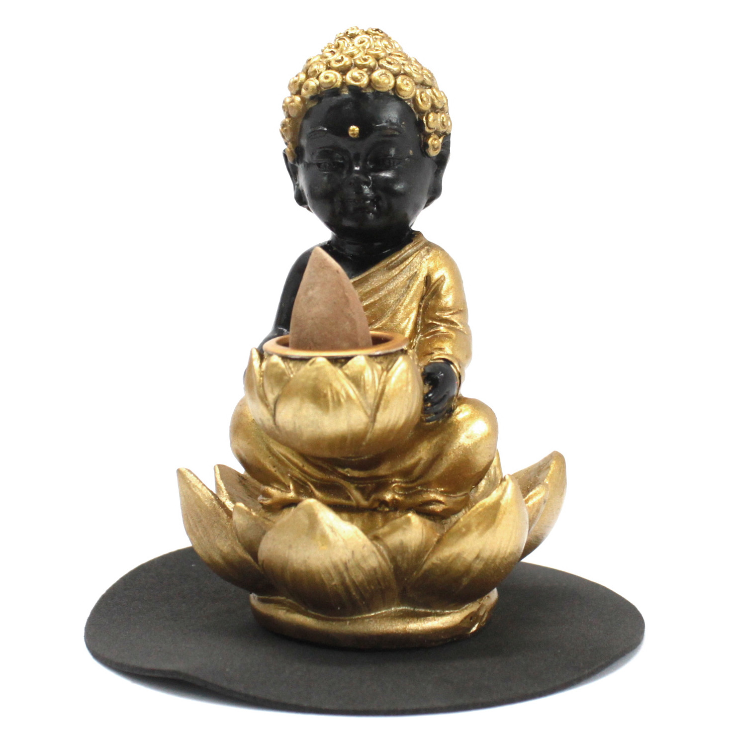 Resin Buddha and Lotus Backflow Incense Burner
