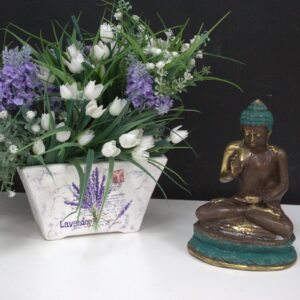 Medium Hand Up Brass Sitting Buddha