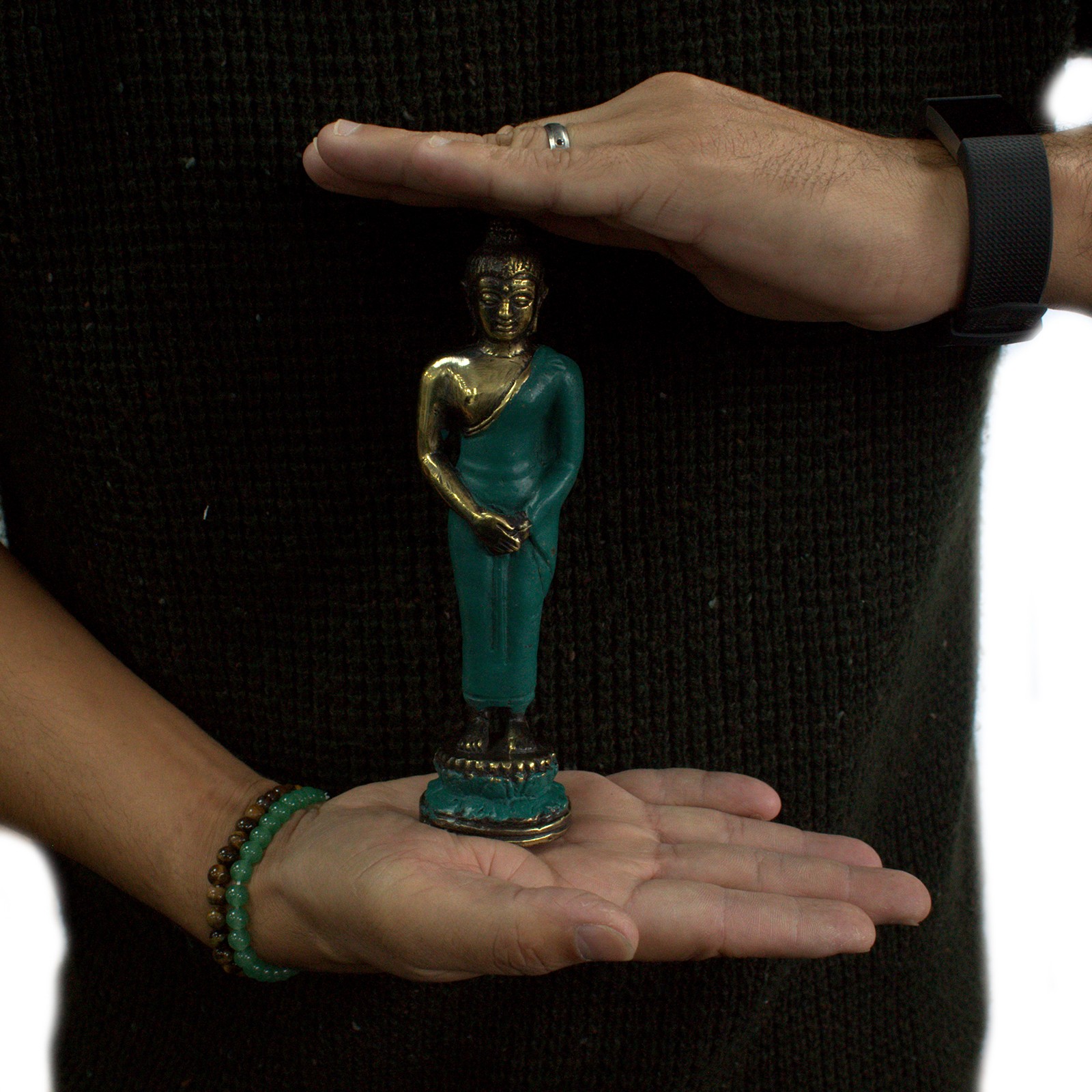 Medium Standing Brass Buddha - Image 3