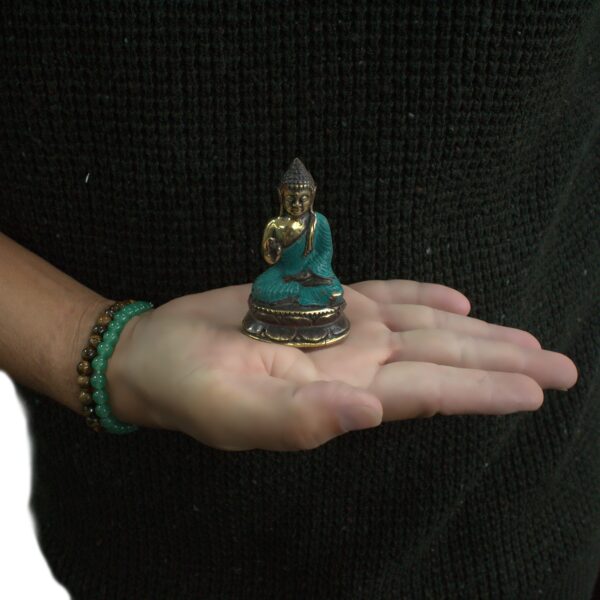 Mini Hand Up Sitting Brass Buddha - Image 3