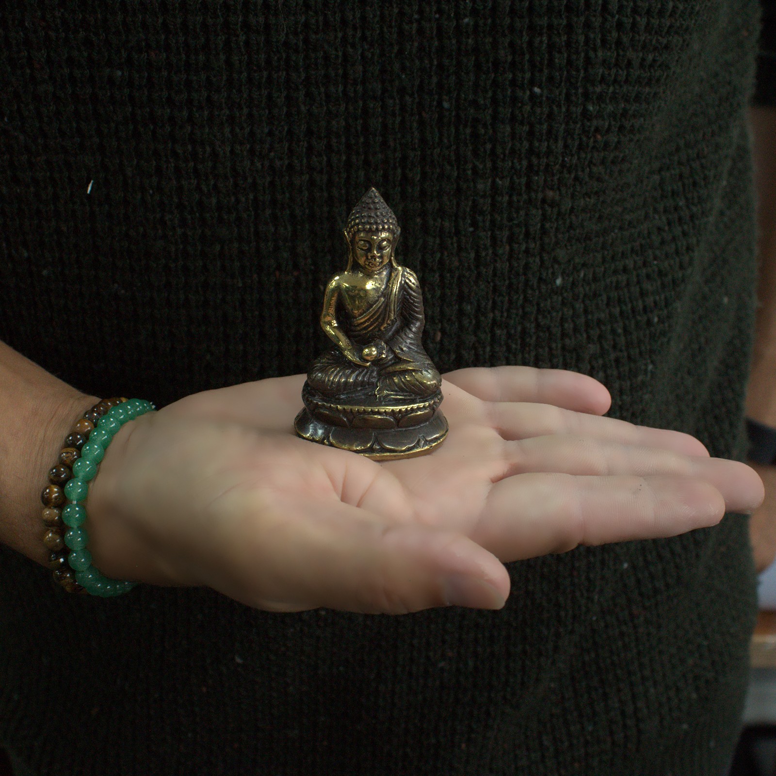 Mini Meditating Sitting Brass Buddha - Image 4