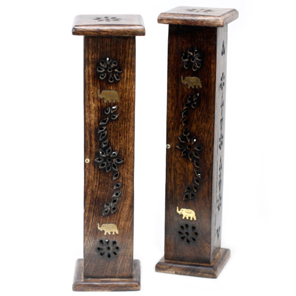 Brass Inlay Square Incense Tower