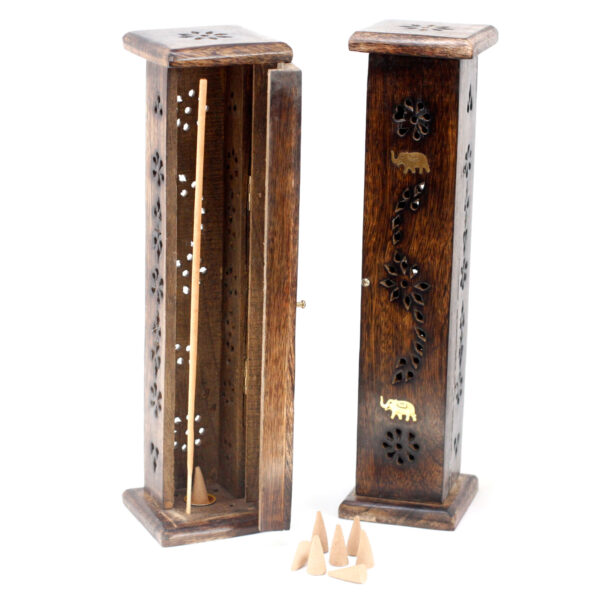 Brass Inlay Square Incense Tower - Image 2