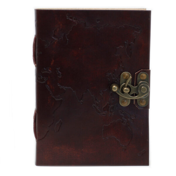 Leather World Map & Stitching Notebook - Image 2