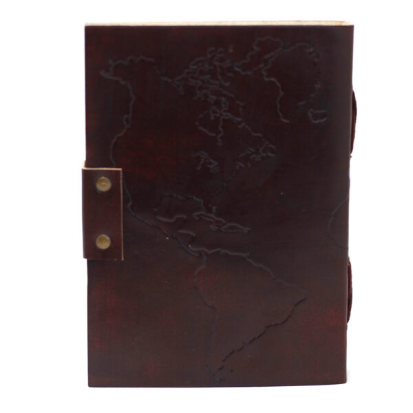 Leather World Map & Stitching Notebook - Image 3