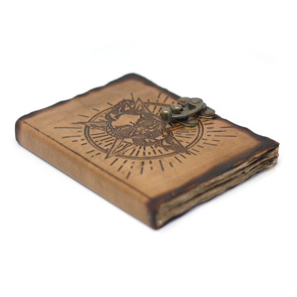 Leather Pentagon & Skull with Burns Detail Notebook