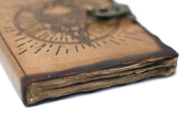 Leather Pentagon & Skull with Burns Detail Notebook - Image 2