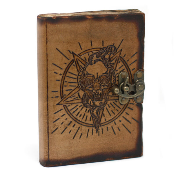 Leather Pentagon & Skull with Burns Detail Notebook - Image 4