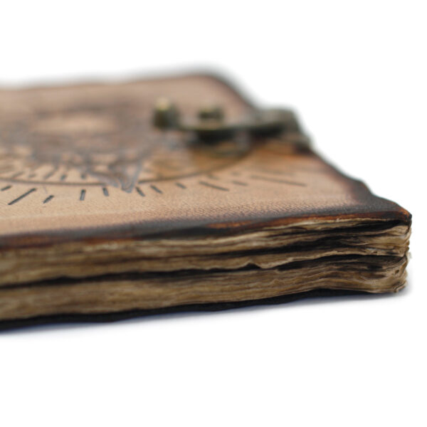 Leather Pentagon & Skull with Burns Detail Notebook - Image 7