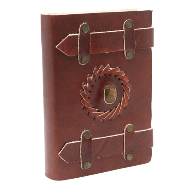 Tiger-eye with Belts Leather Notebook - Image 2