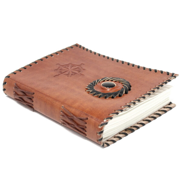 Black Onyx & Compass Leather Notebook