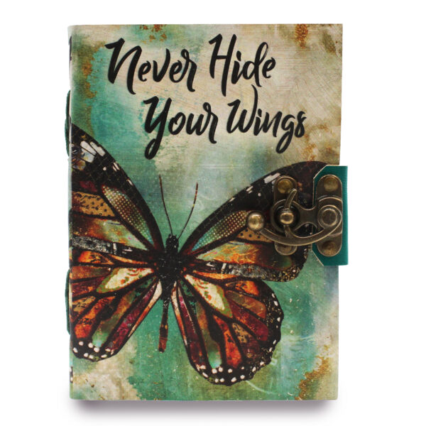 "Never Hide Your Wings" Deckle-edge Leather Notebook