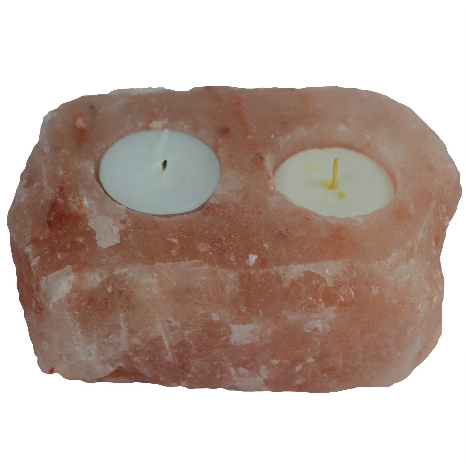 2 Holes Natural Salt Candle Holder - Image 2