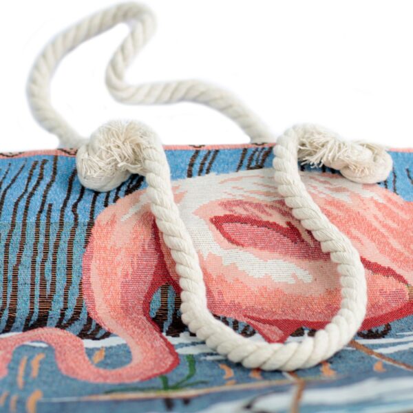 Pink Flamingo Rope Handle Bag - Image 3