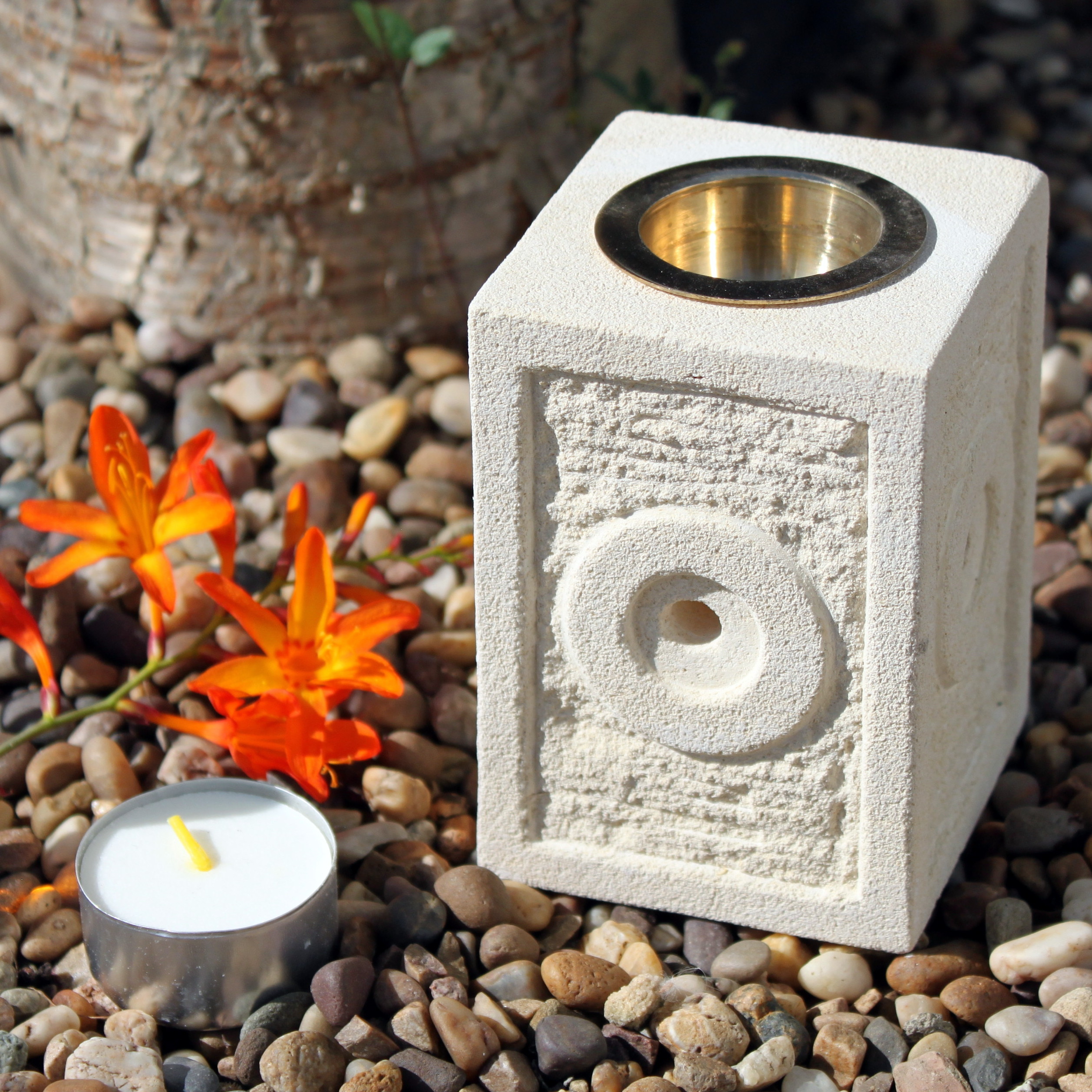 Square Moorish Sandstone Oil Burner - Image 2