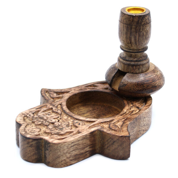 Hamsa Mango Wood Backflow Incense Burners