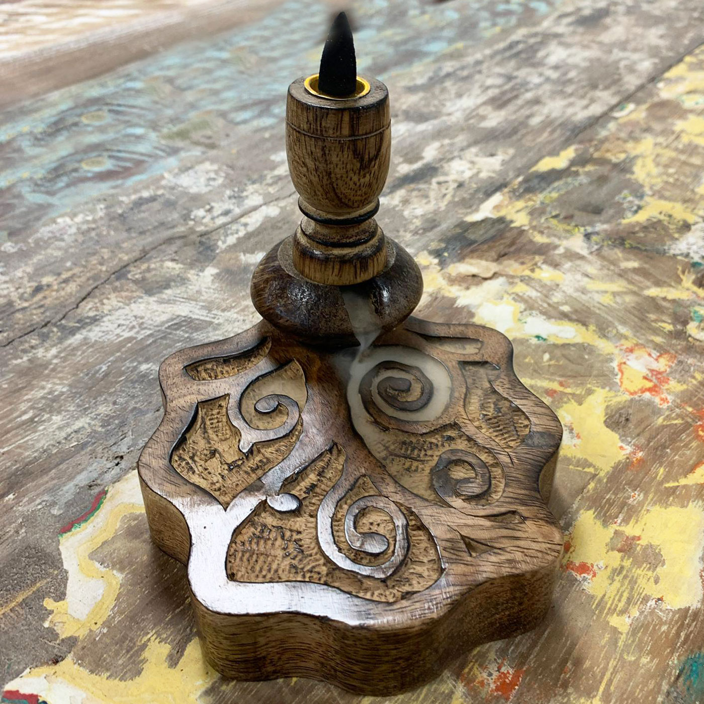Tree of Life Mango Wood Backflow Incense Burners - Image 5