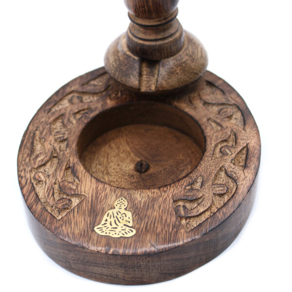 Brass Buddha Mango Wood Backflow Incense Burners - Image 3