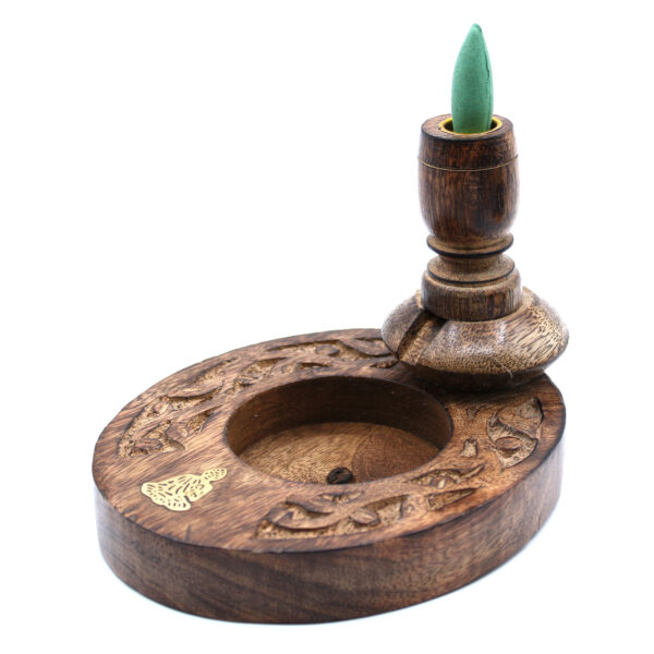 Brass Buddha Mango Wood Backflow Incense Burners - Image 5