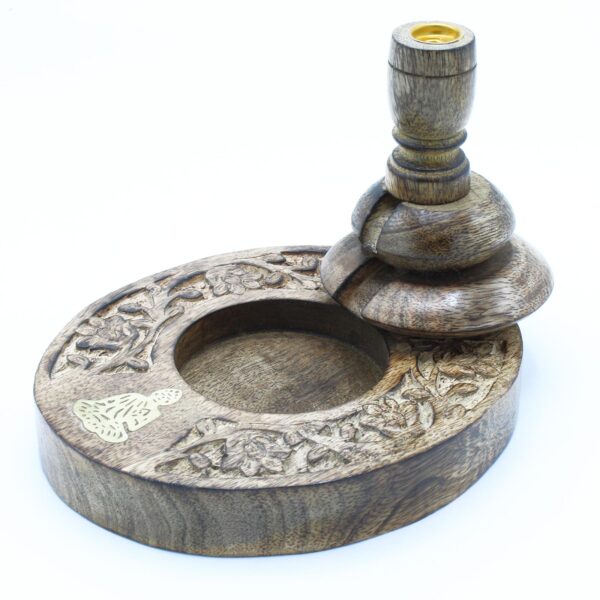 Brass Buddha Mango Wood Backflow Incense Burners - Image 8