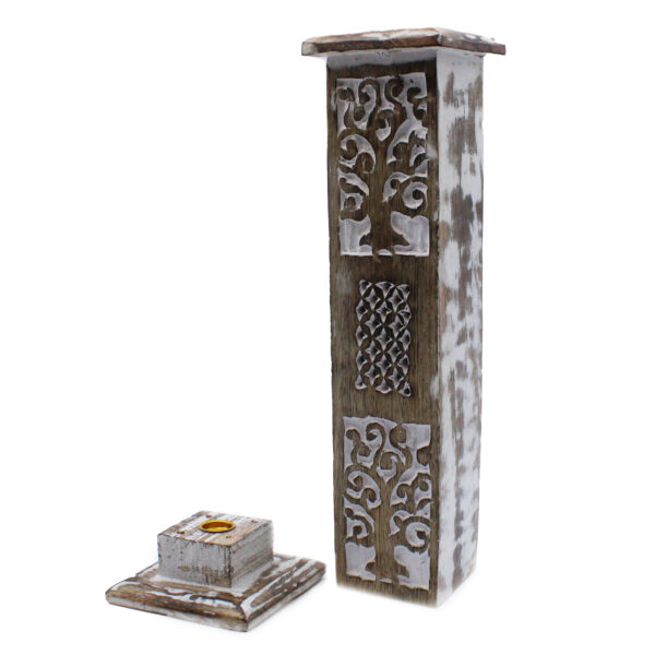 Smoke Tower White Washed Incense Holder - Image 2