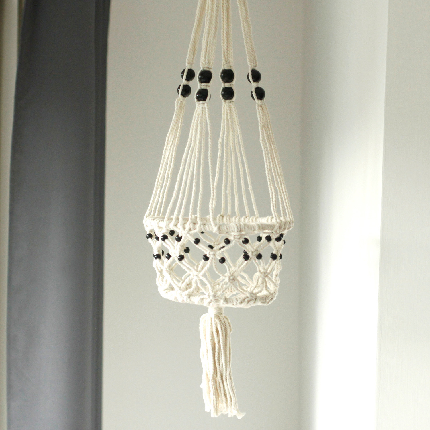 Large Single Beaded Macramé Pot Holder