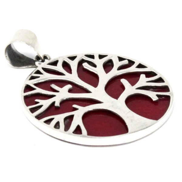 Coral Effect Tree of Life Silver Pendant 3 cm - Image 2